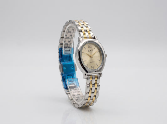 Women's Classic Oval Face Analog Watch - Two-Tone Quartz