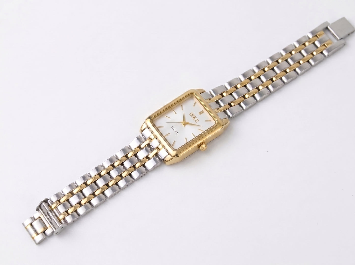 Women's Classic Rectangular Face Analog Watch - Two-Tone Quartz