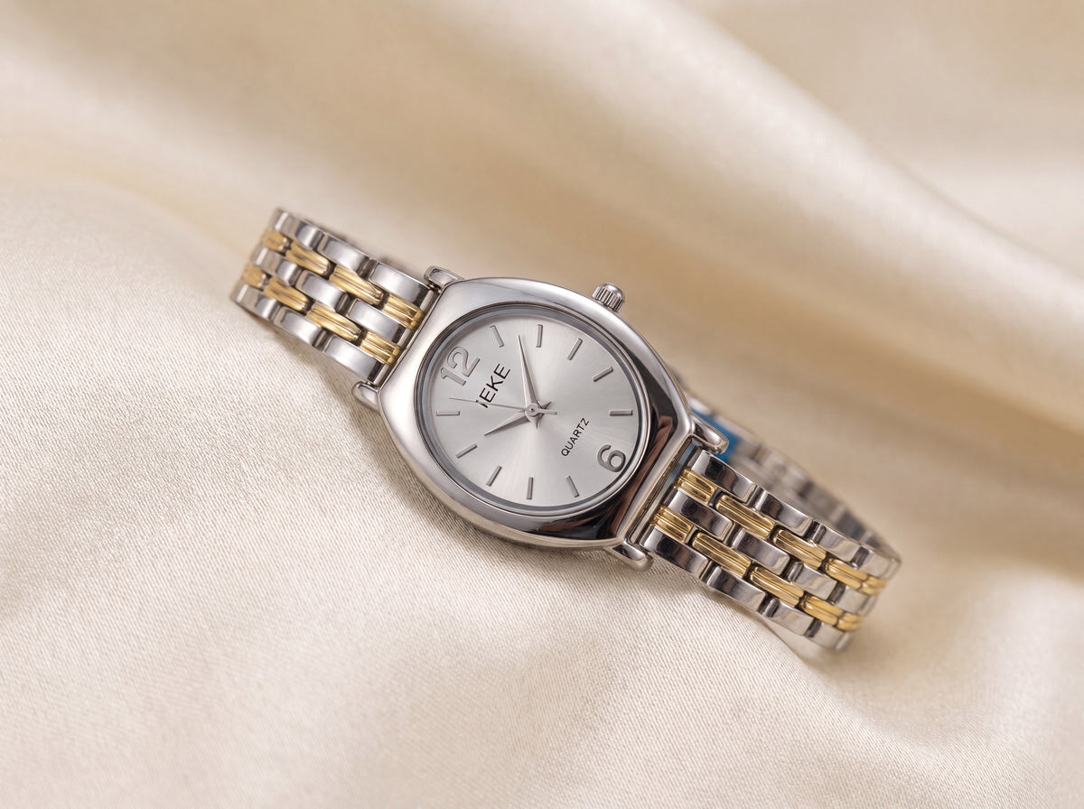 Women's Classic Oval Face Analog Watch - Two-Tone Quartz