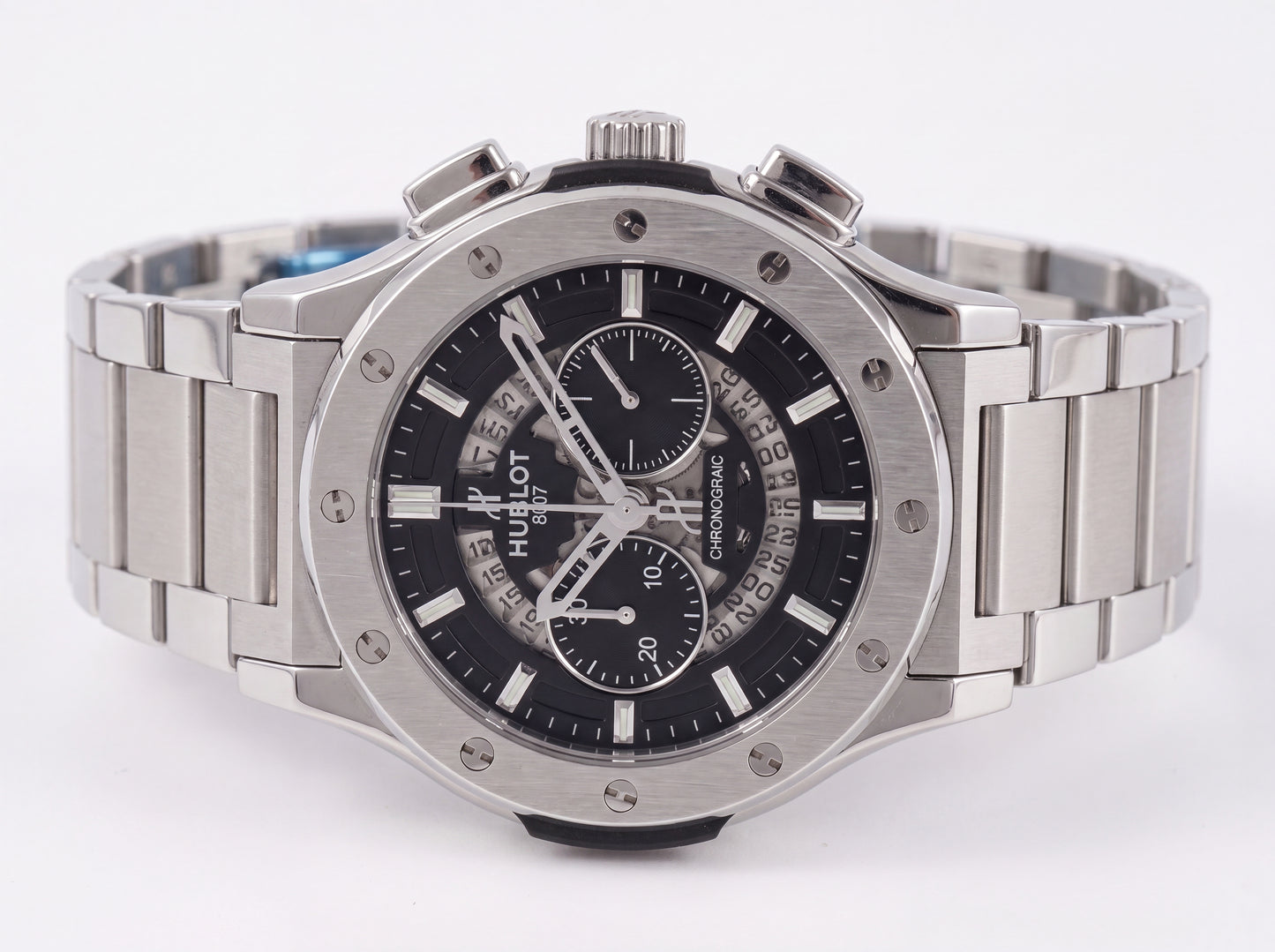 Men's Luxury Silver Stainless Steel Chronograph Watch - Black Dial