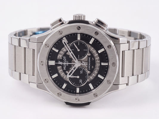 Men's Luxury Silver Stainless Steel Chronograph Watch - Black Dial