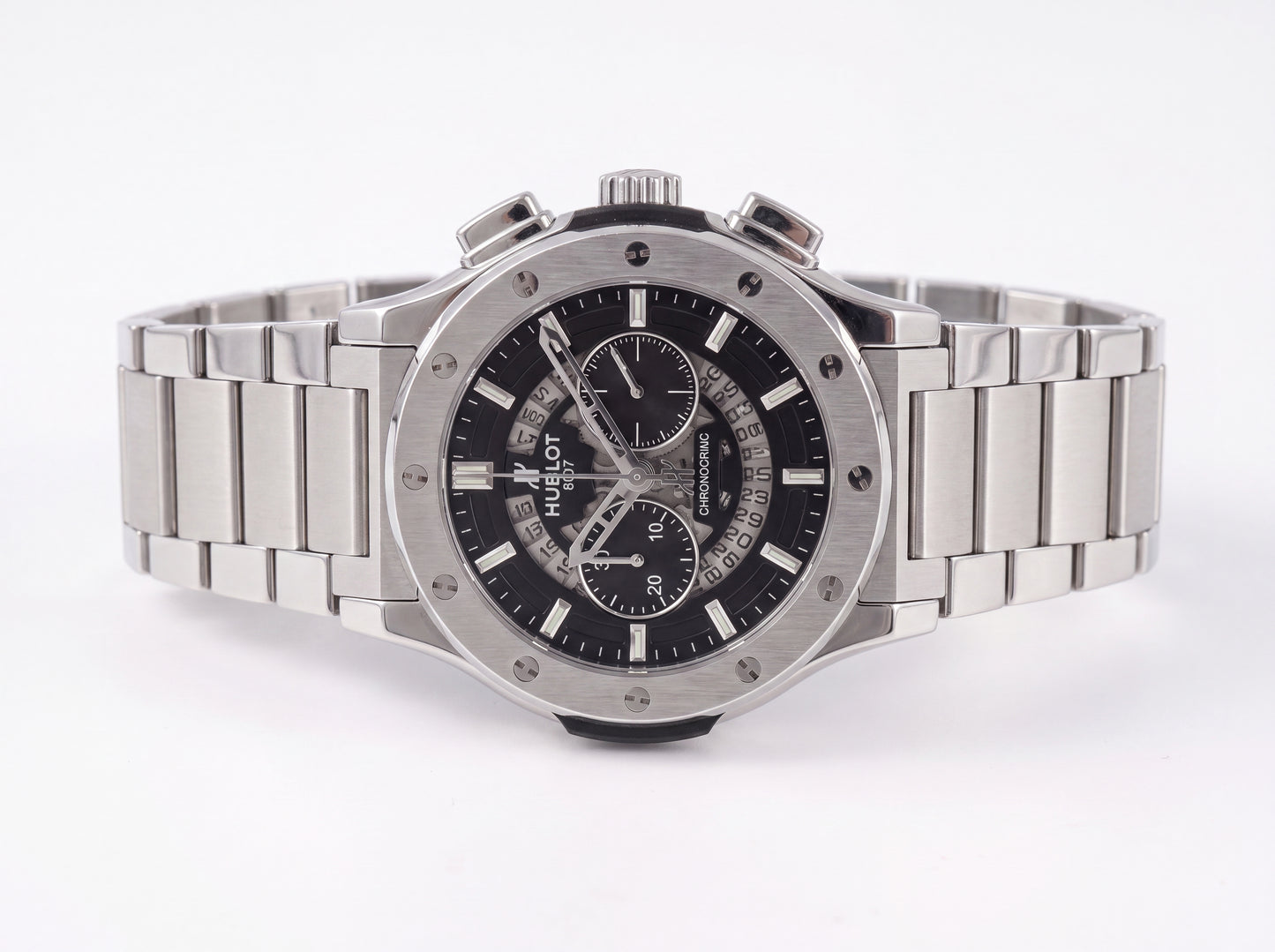 Men's Luxury Silver Stainless Steel Chronograph Watch - Black Dial
