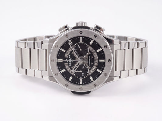 Men's Luxury Silver Stainless Steel Chronograph Watch - Black Dial