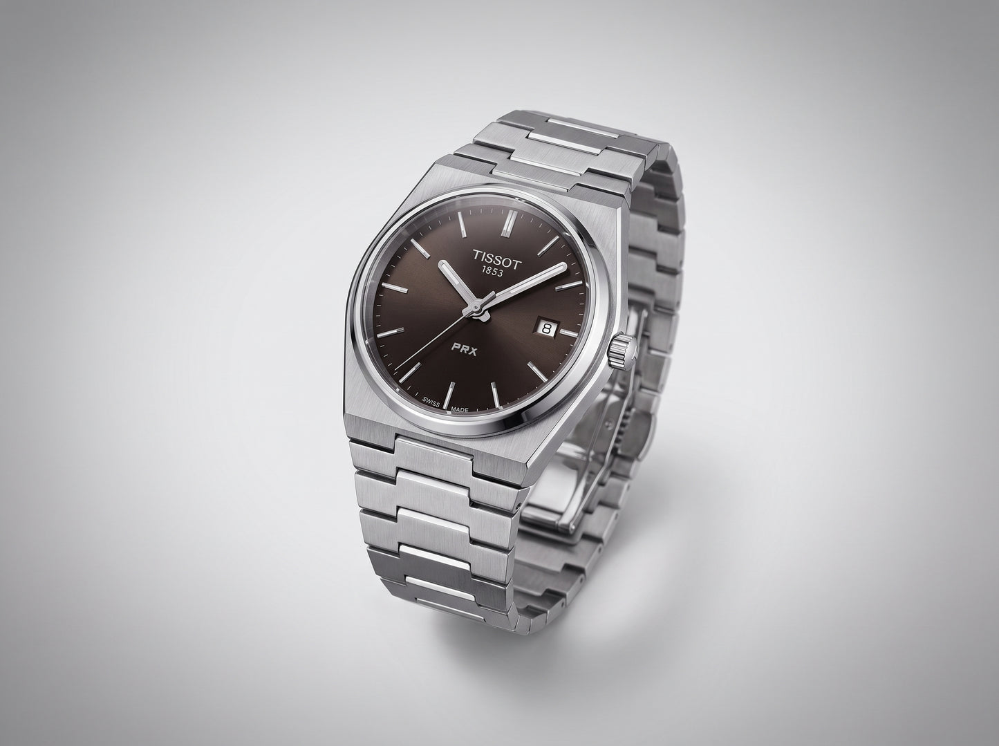 Swiss Made Men's Watch with Stainless Steel Bracelet & Date Window