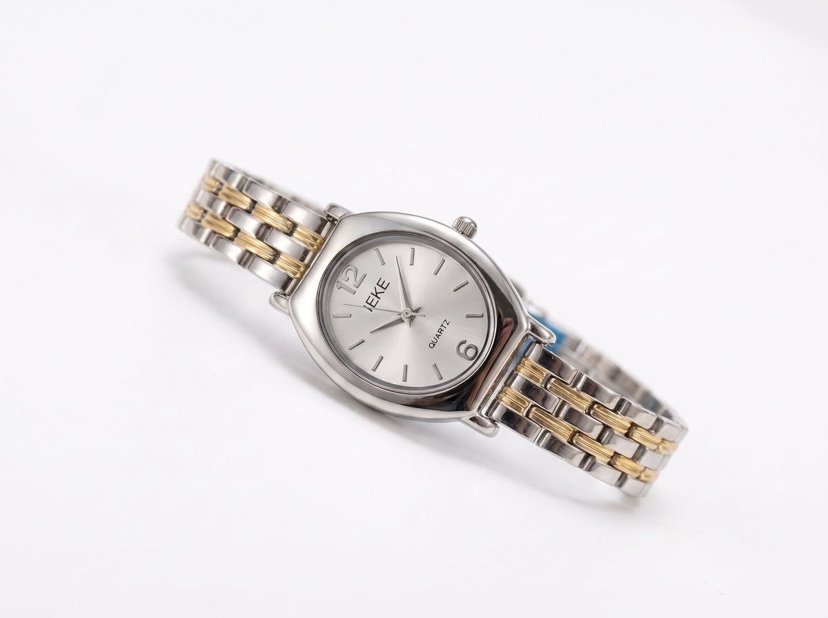 Women's Classic Oval Face Analog Watch - Two-Tone Quartz