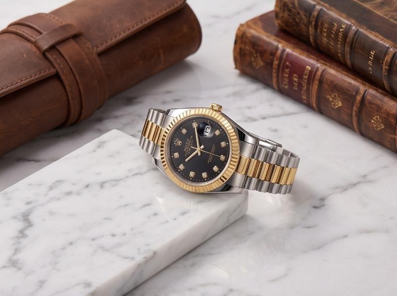    Datejust Two-Tone Watch – Black Diamond Dial