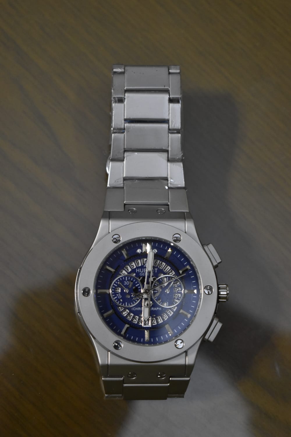 Men's Luxury Silver Stainless Steel Chronograph Watch - Black Dial